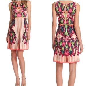 4 for $40 SALE! T Tahari Phoebe Boat Neck Dress, Sour Watermelon Print, Size 4